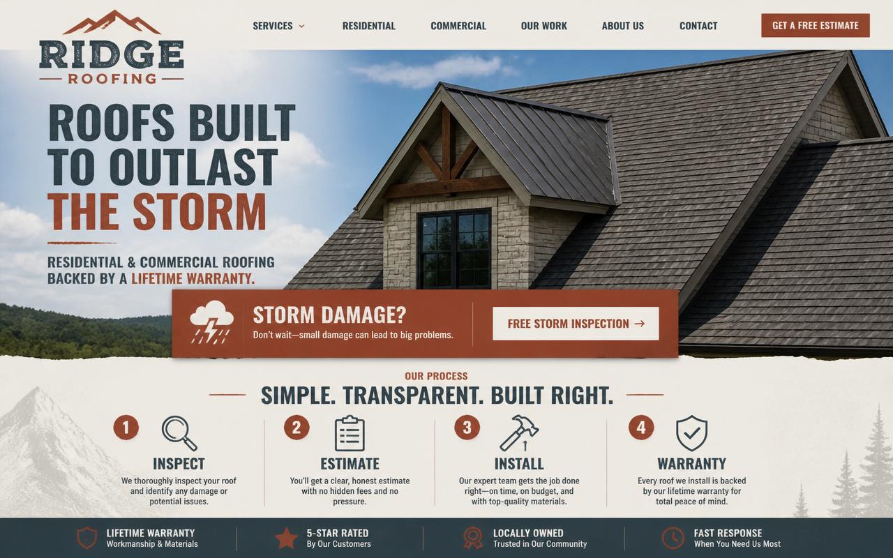 Ridge Roofing website preview