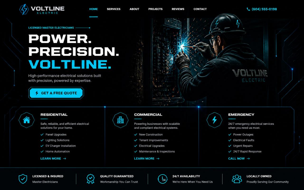 Voltline Electric website preview